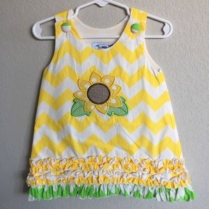 Aurora Baby Girl Sunflower Chevron Dress